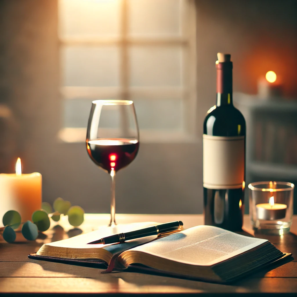 A glass of alcohol placed next to a bottle of liquor.