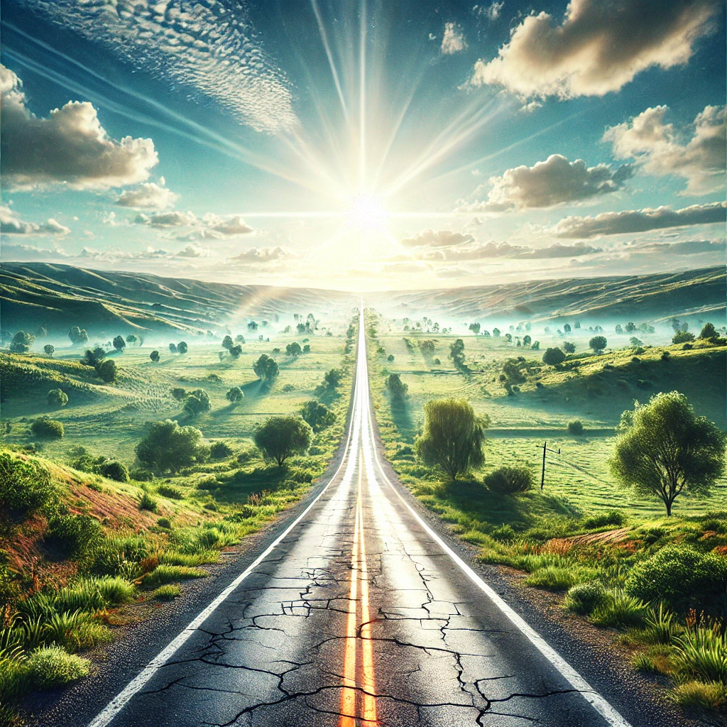 A road leading into the horizon, symbolizing faith in God’s plan.