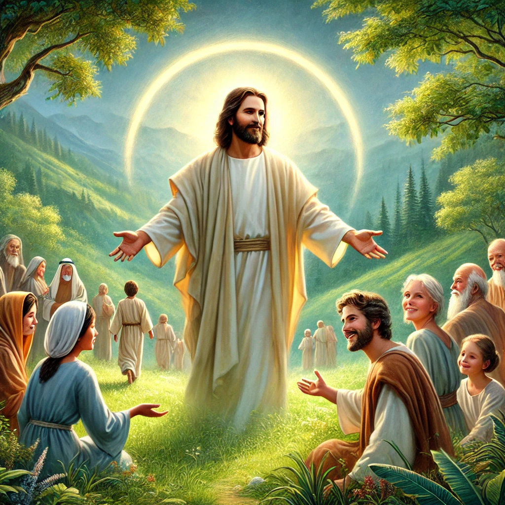 Jesus teaching a crowd