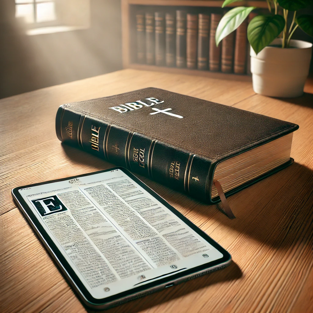 A modern Bible and a digital version, showing the accessibility of God’s Word in today’s world.