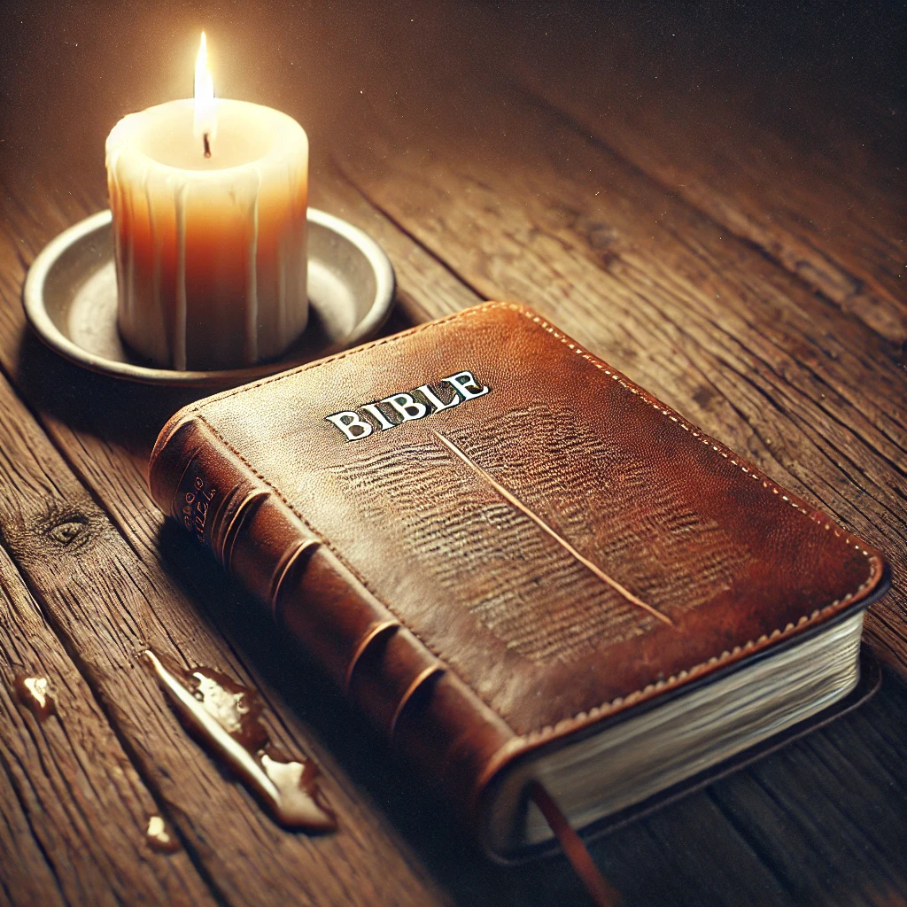 A Bible next to a glowing candle, symbolizing a life guided by Scripture.