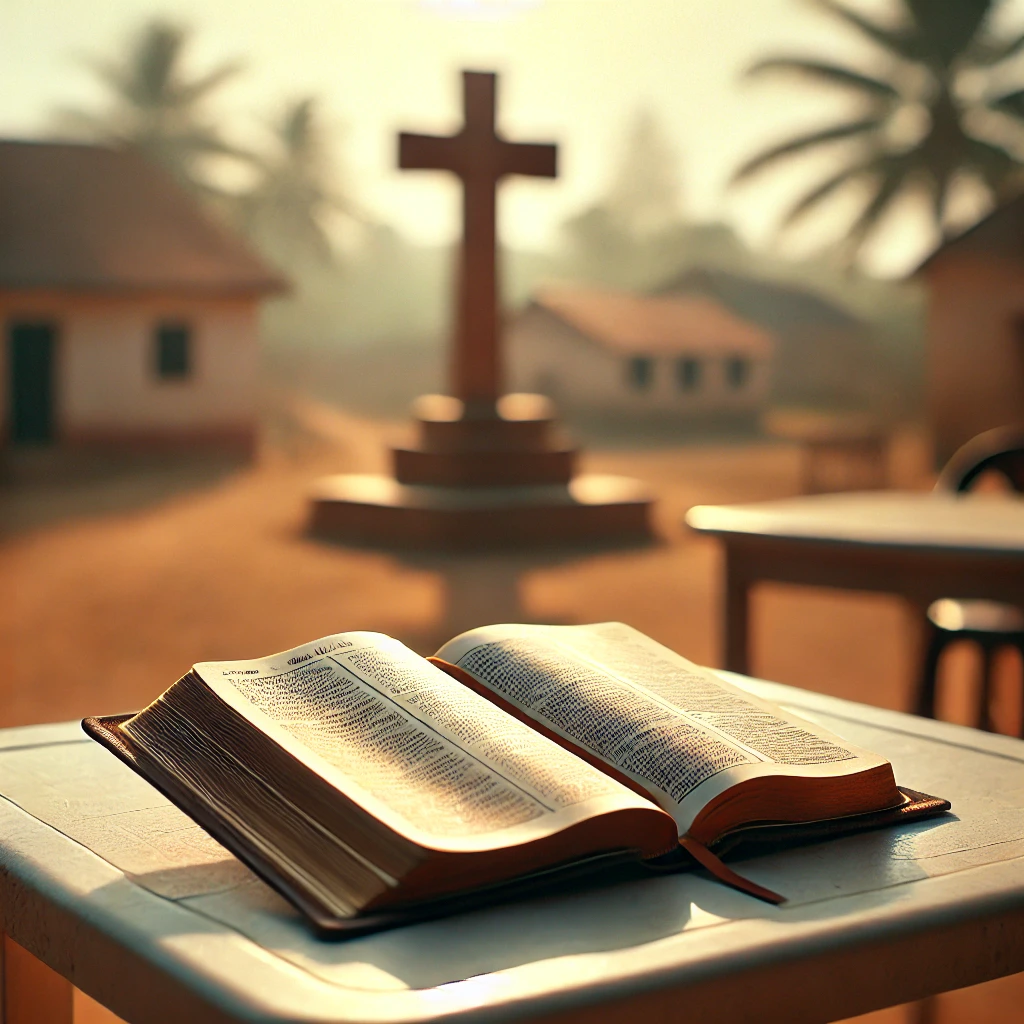 An open Bible with a cross in the background, symbolizing Christ-centered teaching of God’s Word.