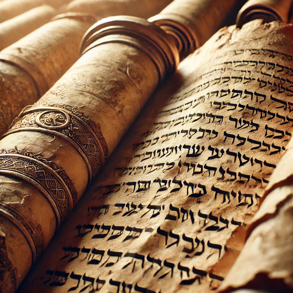 Ancient Hebrew scrolls, representing the origins of the Bible and its early preservation.