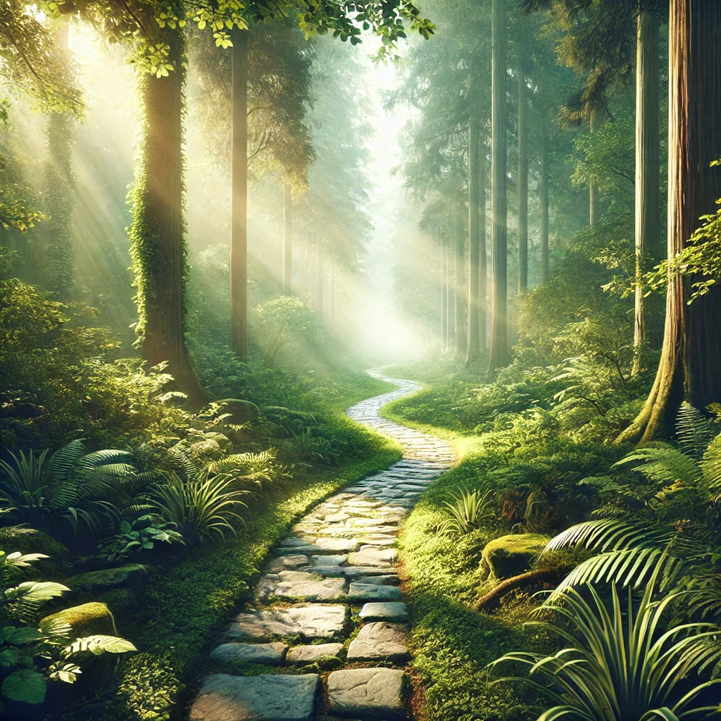 A path through a forest, symbolizing the journey to overcome lust and live in freedom.