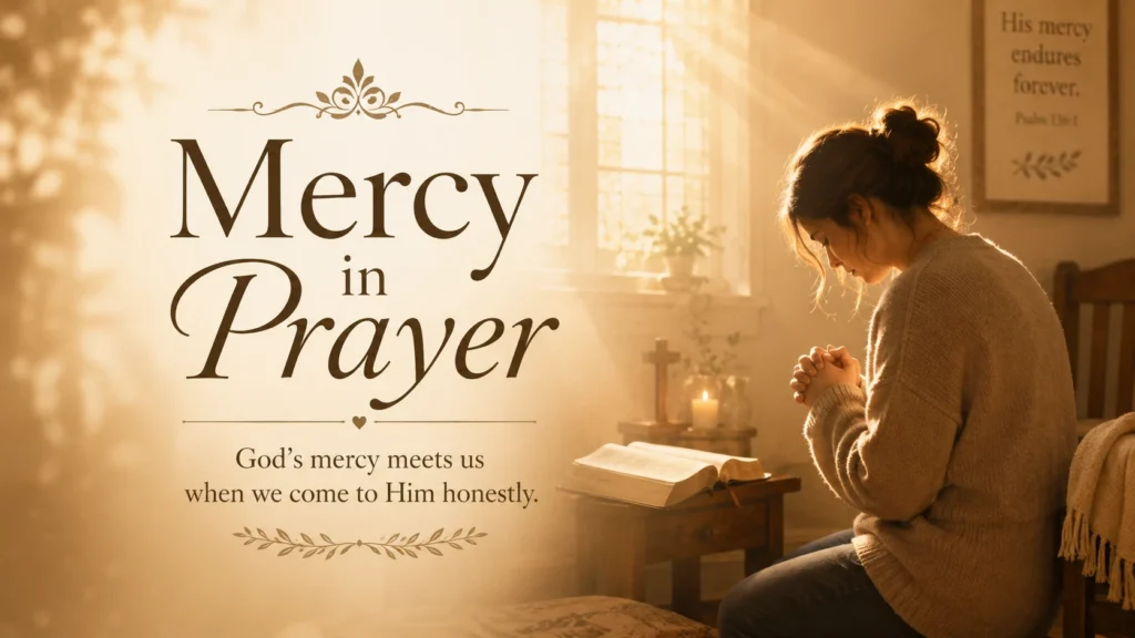 Person praying in soft light representing God’s mercy.